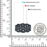 Braid Band Oxidized Ring Solid 925 Sterling Silver Thumb Ring (6mm)