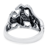 Horse Ring Oxidized Band Solid 925 Sterling Silver Thumb Ring (14mm)