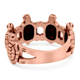 Turtles Oxidized Band Solid 925 Sterling Silver (10mm)
