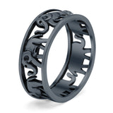 Elephant Ring Oxidized Band Solid 925 Sterling Silver Thumb Ring (7mm)