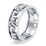 Elephant Ring Oxidized Band Solid 925 Sterling Silver Thumb Ring (7mm)