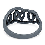 Celtic Ring Oxidized Band Solid 925 Sterling Silver (12mm)