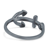 Anchor Band Rhodium Plated Ring Solid 925 Sterling Silver Thumb Ring (10mm)