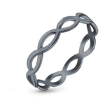 Infinity Braided Crisscross Rhodium Plated Band Ring Solid 925 Sterling Silver (3mm)