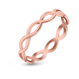 Infinity Braided Crisscross Rhodium Plated Band Ring Solid 925 Sterling Silver (3mm)