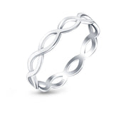 Infinity Braided Crisscross Rhodium Plated Band Ring Solid 925 Sterling Silver (3mm)
