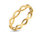 Infinity Braided Crisscross Rhodium Plated Band Ring Solid 925 Sterling Silver (3mm)
