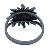 Sun Ring Oxidized Band Solid 925 Sterling Silver (18mm)