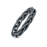 Celtic Weave Wire Rope Style Ring Oxidized Band Solid 925 Sterling Silver Thumb Ring (3.5mm)