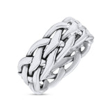 Infinity Braided Style Oxidized Band Solid 925 Sterling Silver 8mm(0.31)