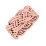 Eternity Rope Celtic Woven Knot Infinity Braided Style Ring Design Oxidized Band Solid 925 Sterling Silver Thumb Ring (8mm)