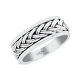 Braided Style Celtic Eternity Ring Spinner Style Oxidized Band Solid 925 Sterling Silver Thumb Ring (7mm)
