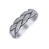 Braided Trending Modern Thick Celtic Woven Design Oxidized Band Solid 925 Sterling Silver Thumb Ring 5mm(0.19)
