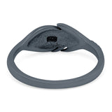 Feather Ring Oxidized Band Solid 925 Sterling Silver Thumb Ring (7mm)