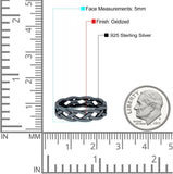 Braid Ring Oxidized Band Solid 925 Sterling Silver (5mm)