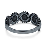 Smiling Sun Oxidized Band Ring Solid 925 Sterling Silver (8mm)