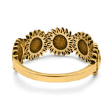 Smiling Sun Oxidized Band Ring Solid 925 Sterling Silver (8mm)