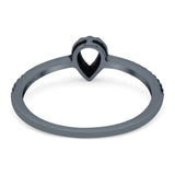 Oxidized Design Pear Teardrop Ring Band Solid 925 Sterling Silver Thumb Ring (6mm)