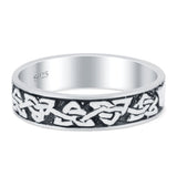 Claddagh Band Oxidized Ring Solid 925 Sterling Silver Thumb Ring (5mm)