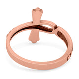 Ankh Cross Band Oxidized Ring Solid 925 Sterling Silver (14mm)