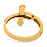 Ankh Cross Band Oxidized Ring Solid 925 Sterling Silver (14mm)