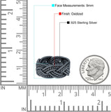 Braided Ring Oxidized Band Solid 925 Sterling Silver (9mm)
