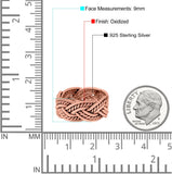 Braided Ring Oxidized Band Solid 925 Sterling Silver (9mm)