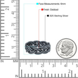 Braided Ring Celtic Oxidized Band Solid 925 Sterling Silver (6mm)