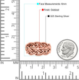 Braided Ring Celtic Oxidized Band Solid 925 Sterling Silver (6mm)