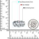 Braided Ring Celtic Oxidized Band Solid 925 Sterling Silver (6mm)