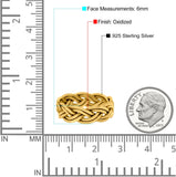 Braided Ring Celtic Oxidized Band Solid 925 Sterling Silver (6mm)