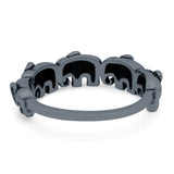 Elephants Ring Oxidized Band Solid 925 Sterling Silver Thumb Ring (5.5mm)