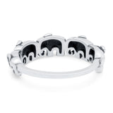 Elephants Ring Oxidized Band Solid 925 Sterling Silver Thumb Ring (5.5mm)