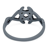Celtic Ring Oxidized Band Solid 925 Sterling Silver Thumb Ring (10mm)