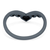 V Shaped Ring Oxidized Band Solid 925 Sterling Silver Thumb Ring (8mm)