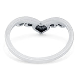 V Shaped Ring Oxidized Band Solid 925 Sterling Silver Thumb Ring (8mm)