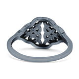 Triquetra Dainty Celtic Double Knot Weave Braided Oxidized Band Thumb Ring (10mm)