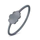 Simple Plain Petite Dainty Cloud Ring Band Rhodium Plated Solid 925 Sterling Silver (6mm)