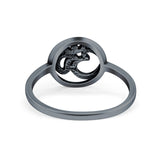 Om Sign Ring Oxidized Band Solid 925 Sterling Silver Thumb Ring (10mm)