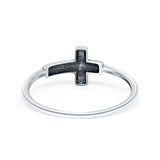 Textured Sideways Cross Band Petite Dainty Thumb Plain Ring 925 Sterling Silver