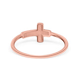 Textured Sideways Cross Band Petite Dainty Thumb Plain Ring 925 Sterling Silver