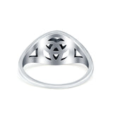 Triquetra Celtic Band Plain Ring Split Shank Oxidized Round 925 Sterling Silver