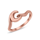 Waves Plain Ring Band 925 Sterling Silver