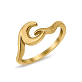 Waves Plain Ring Band 925 Sterling Silver
