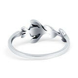 Rose Plain Ring Band Flower Oxidized 925 Sterling Silver