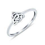 Petite Dainty Triquetra Celtic Plain Ring Band 925 Sterling Silver