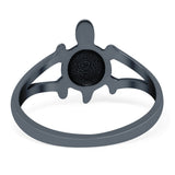 Turtle Band Oxidized Ring Solid 925 Sterling Silver (12mm)