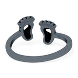 Baby Feet Band Oxidized Ring Solid 925 Sterling Silver Thumb Ring (8mm)