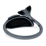 Whale Ring Oxidized Band Solid 925 Sterling Silver (13mm)
