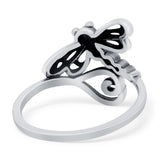Dragonfly Band Oxidized Ring Solid 925 Sterling Silver Thumb Ring (15mm)